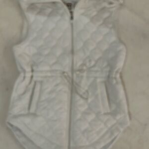 White Quilted Vest with Drawstring